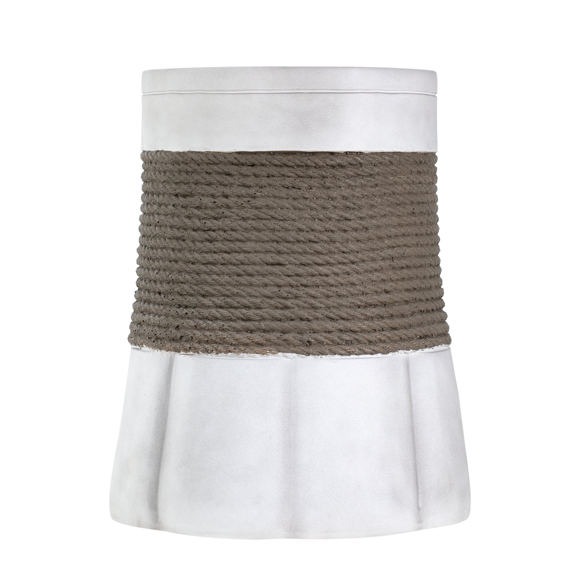 Outdoor Light Gray & Brown Retro Woven Rope & Fan-Base MGO Side Table – End Table for Home, Office, Living Room & Outdoor image 9