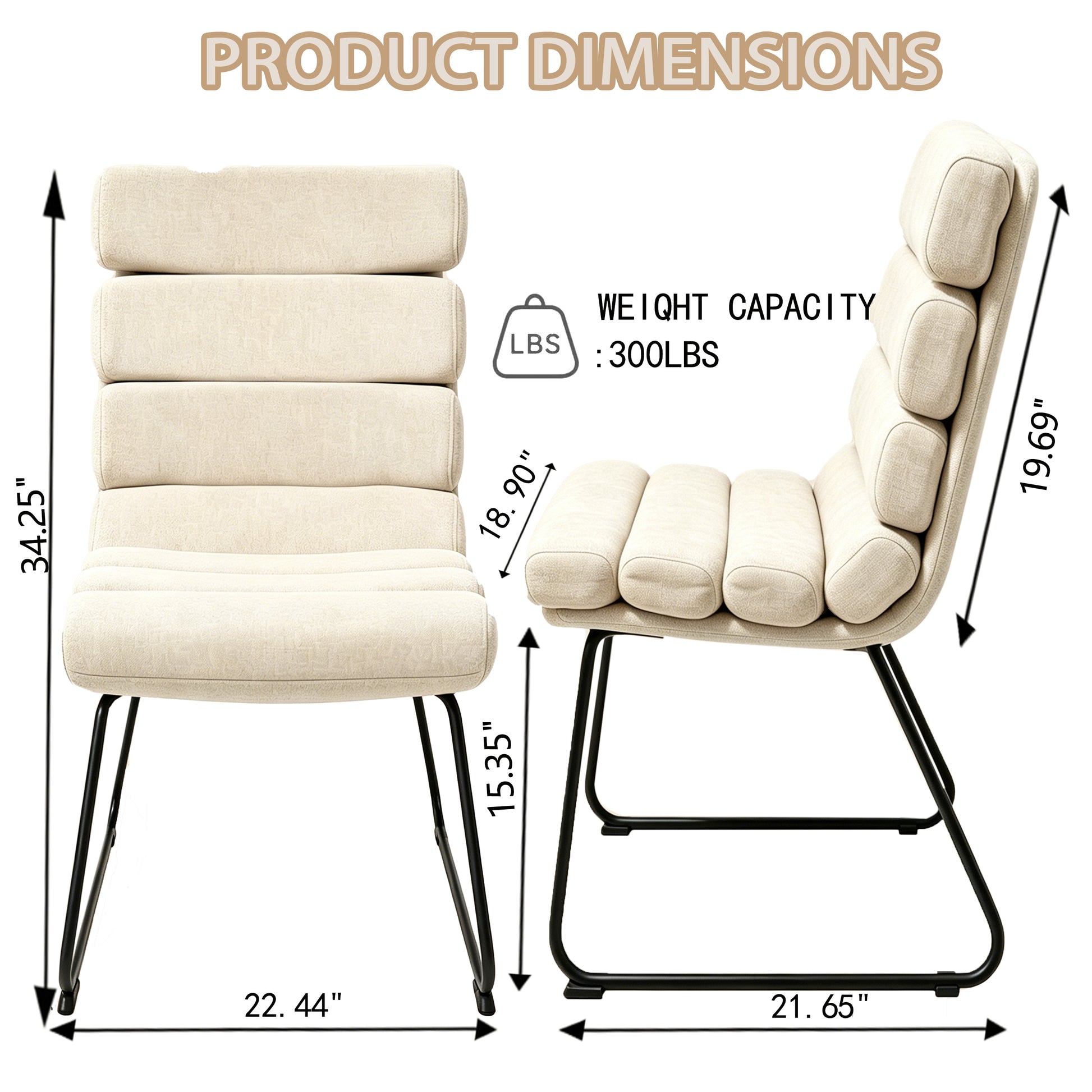 Modern 2-piece dining chair set, soft cushion dining chairs, comfortable backrest chairs, kitchen/living room/home office chairs, beige image 3