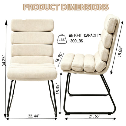 Modern 2-piece dining chair set, soft cushion dining chairs, comfortable backrest chairs, kitchen/living room/home office chairs, beige image 3