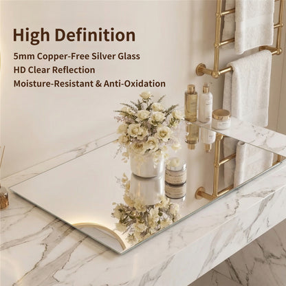 Modern Frameless Bathroom Mirror, 36 x 30 Inch Rectangular Vanity Mirror with Copper-Free Silver Glass and Shatter-Resistant Backing image 9