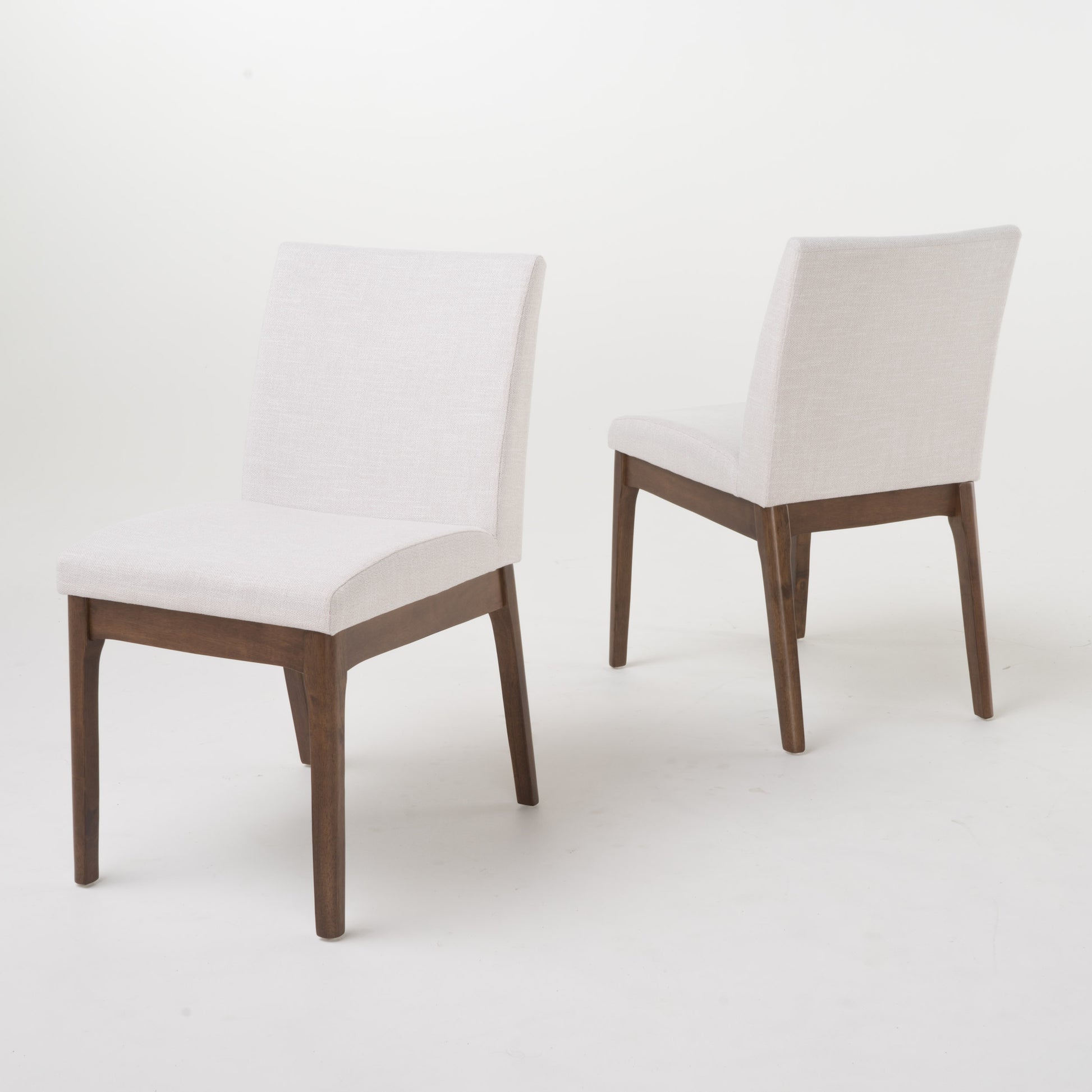 Set of 2 Contemporary Dining Chairs - Upholstered Seat and Backrest, Rubberwood Legs, Walnut + Light Beige (same sku: 58924.00WNT / N759P288155K) image 5