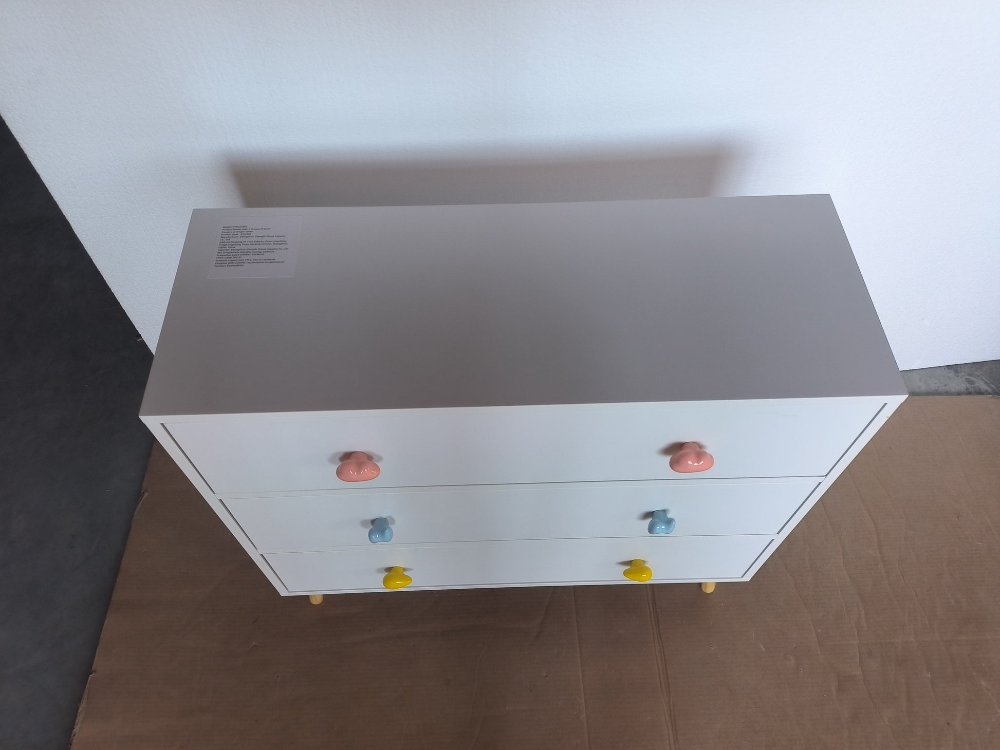 Kids 3 Drawer Dresser, Baby Nightstand for Bedroom, Storage Cabinet for Toddler Child for Living Room, Toddler Room, Nursery, Closet, Apartment (White) image 5