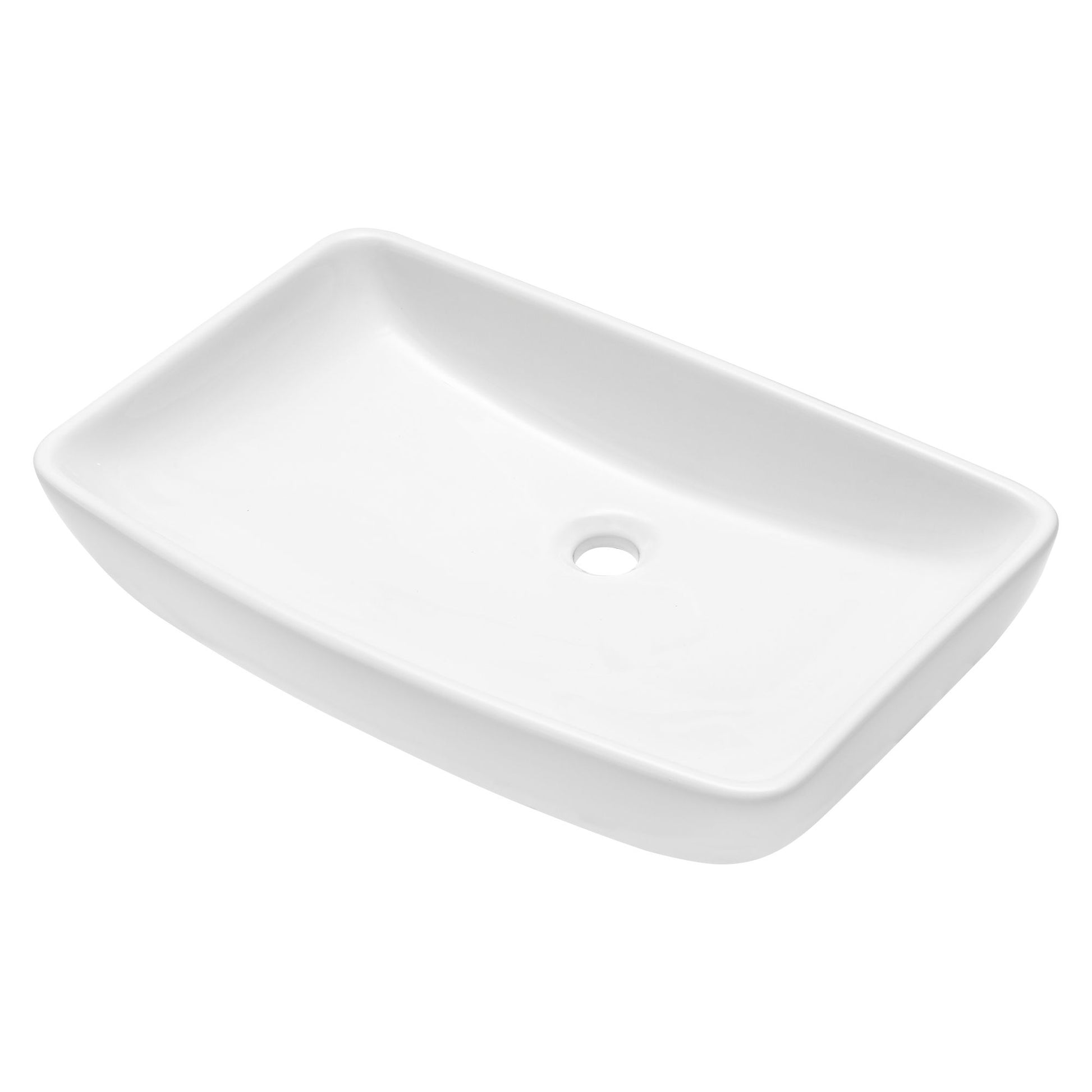 24"x15" White Ceramic Rectangular Vessel Bathroom Sink image 7
