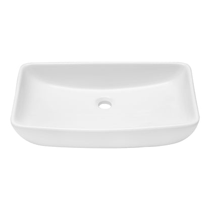 24"x15" White Ceramic Rectangular Vessel Bathroom Sink image 8