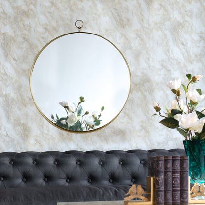 24"x28" Gold Round Mirror, Circle Mirror with Iron Frame for Living Room Bedroom Vanity Entryway Hallway image 1
