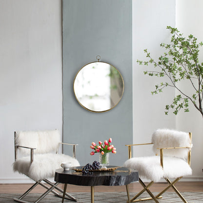 24"x28" Gold Round Mirror, Circle Mirror with Iron Frame for Living Room Bedroom Vanity Entryway Hallway image 5