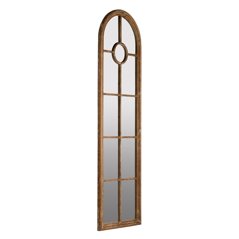 24x79" Half-Round Elongated Mirror with Decorative Window Look Classic Architecture Style Solid Fir Wood Interior Decor image 12