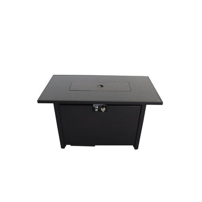 25'' H x 42'' W Steel Outdoor Fire Pit Table with Lid image 5