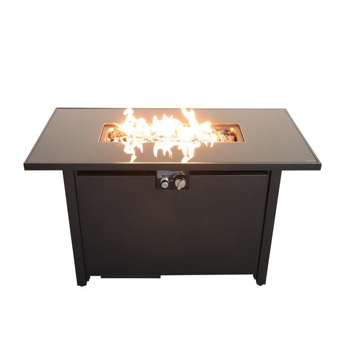 25'' H x 42'' W Steel Outdoor Fire Pit Table with Lid image 4