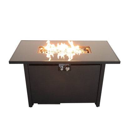 25'' H x 42'' W Steel Outdoor Fire Pit Table with Lid image 4