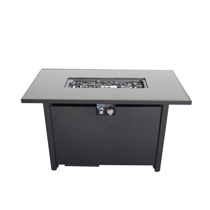 25'' H x 42'' W Steel Outdoor Fire Pit Table with Lid image 2