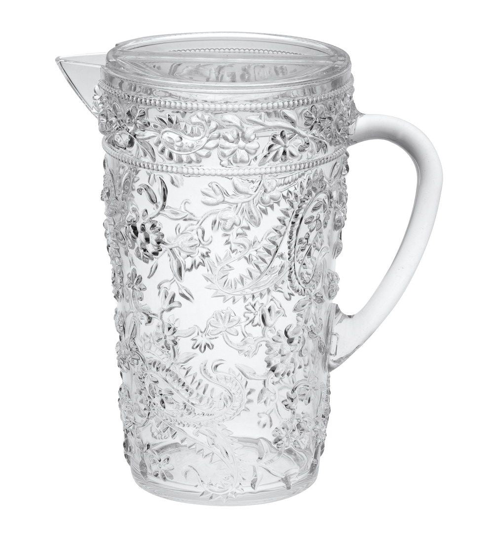 2.5 Quarts Water Pitcher with Lid, Paisley Unbreakable Plastic Pitcher, Drink Pitcher, Juice Pitcher with Spout BPA Free image 1