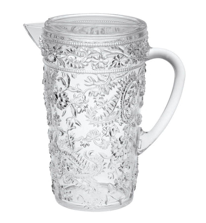 2.5 Quarts Water Pitcher with Lid, Paisley Unbreakable Plastic Pitcher, Drink Pitcher, Juice Pitcher with Spout BPA Free image 1
