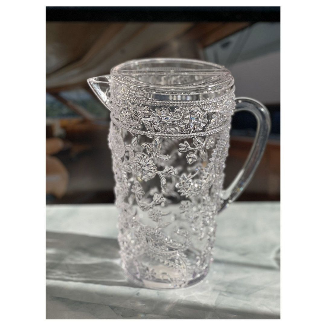 2.5 Quarts Water Pitcher with Lid, Paisley Unbreakable Plastic Pitcher, Drink Pitcher, Juice Pitcher with Spout BPA Free image 3