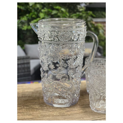 2.5 Quarts Water Pitcher with Lid, Paisley Unbreakable Plastic Pitcher, Drink Pitcher, Juice Pitcher with Spout BPA Free image 4