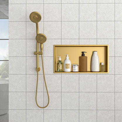 25" x 13" Stainless Steel Shower Niche, Gold image 1