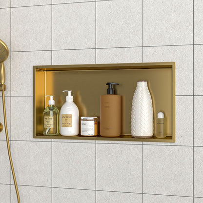 25" x 13" Stainless Steel Shower Niche, Gold image 2