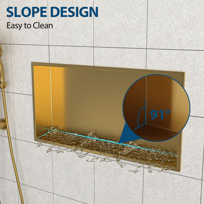 25" x 13" Stainless Steel Shower Niche, Gold image 6