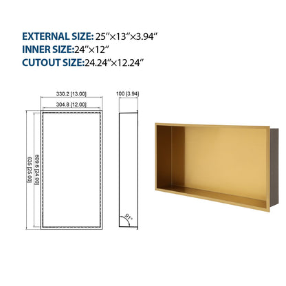 25" x 13" Stainless Steel Shower Niche, Gold image 8