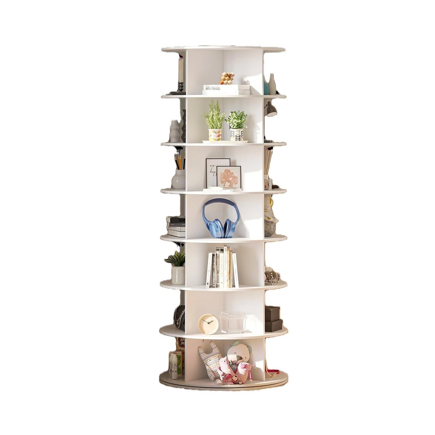 7 Tier Rotating Shoe Rack Tower, Spinning Shoe Display, 360 Shoe Rack Storage Round Carousel, Vertical Handbag Rotate Shoes Closet Organization (WHITE) image 4