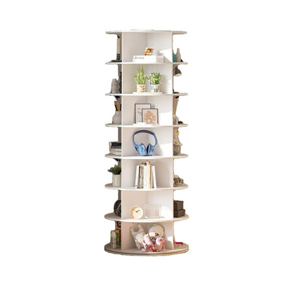 7 Tier Rotating Shoe Rack Tower, Spinning Shoe Display, 360 Shoe Rack Storage Round Carousel, Vertical Handbag Rotate Shoes Closet Organization (WHITE) image 4