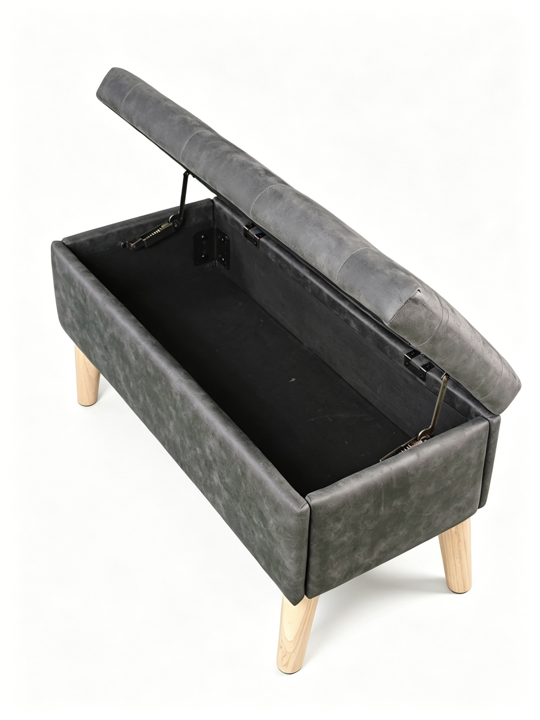 32" Wide Storage Ottoman Bench with Built-in Tray, Square Storage Ottoman for Extra Storage, Upholstered Footrest and End of Bed Bench, Perfect for Living Room, Bedroom, Sitting, Relaxing, Modern Stit image 9
