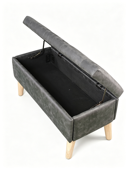 32" Wide Storage Ottoman Bench with Built-in Tray, Square Storage Ottoman for Extra Storage, Upholstered Footrest and End of Bed Bench, Perfect for Living Room, Bedroom, Sitting, Relaxing, Modern Stit image 9