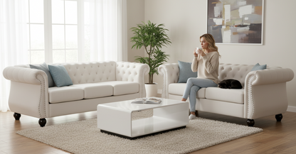 Chesterfield Crushed Velvet Accent Chair, Button Tufted Single Sofa Chair with Rolled Arms, Wood Tapered Legs, High Density Foam Spring Support, Comes with Matching Bolster image 2