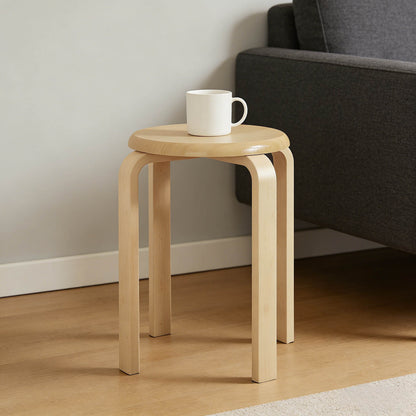 Stackable Bentwood Stool Set of 4, 18" Round Stacking Backless Nesting Stools, Anti-Slip Felt Pad,School Chairs, Suitable for classrooms, Dining Rooms, Kitchens, Natural image 8