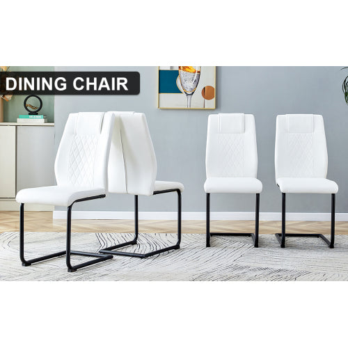 Modern dining chairs with faux leather upholstered seats - dining room chairs with metal legs, suitable for kitchen, living room, bedroom, dining room side chairs, set of 4 pieces (white+PU leather) image 3