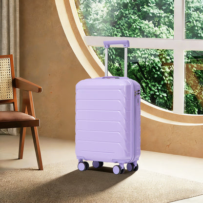 20 Inch ABS Hard Shell Travel Checked Luggage - Scratch Resistant Surface Four Multi-Directional Wheels, With Combination Lock.(Blue+Purple) image 4