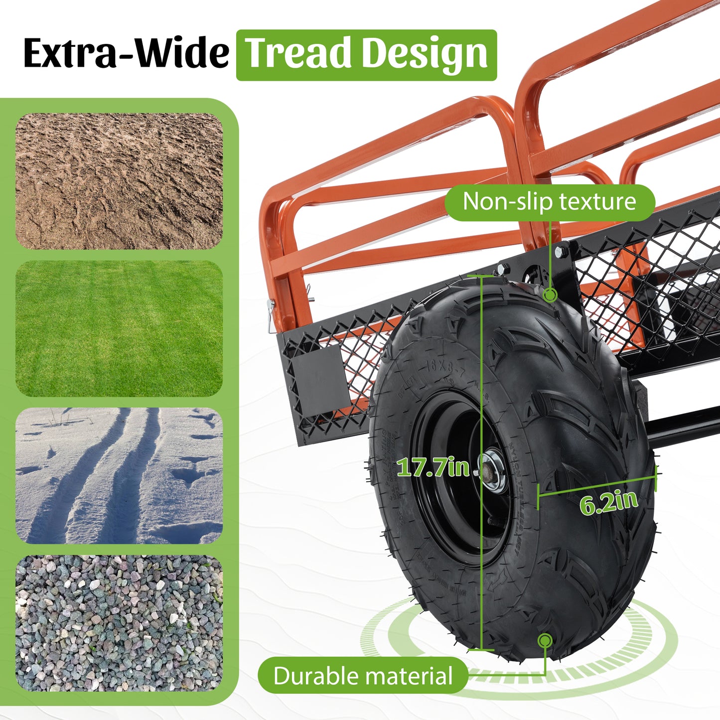 1500LBS Capacity 15 Cubic Feet Dump Cart Trailer, Heavy Duty Tow Behind Hauling & Dumping Wagon for ATV, UTV, Lawn Tractor and Garden Use image 9