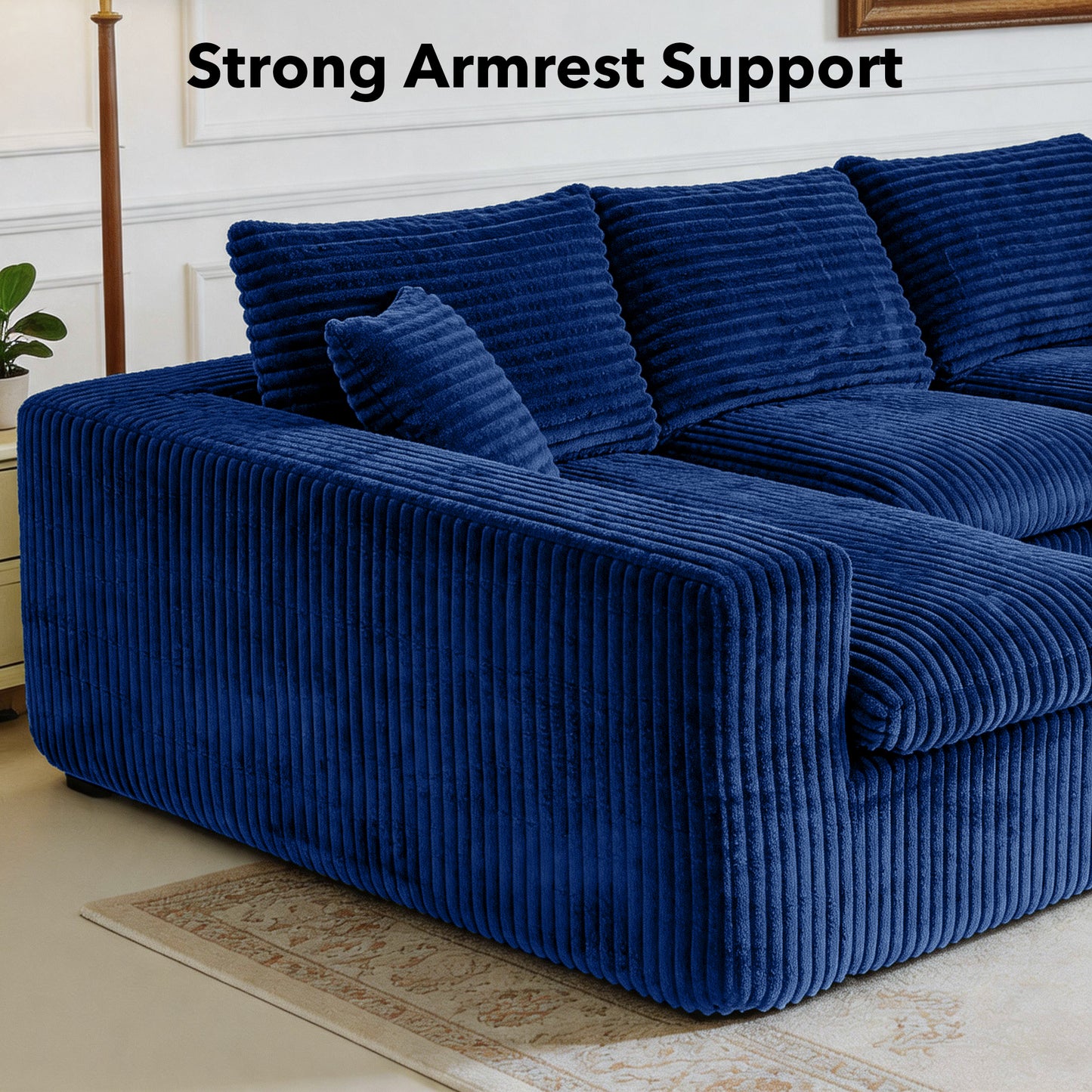 Modular Sectional Cloud Couch for Living Room - 130" Modular U Shaped Sectional Couch, No Assembly Compression Sofas, Comfy Floor Sofa with Memory Foam,Blue image 2