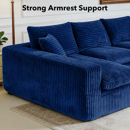 Modular Sectional Cloud Couch for Living Room - 130" Modular U Shaped Sectional Couch, No Assembly Compression Sofas, Comfy Floor Sofa with Memory Foam,Blue image 2