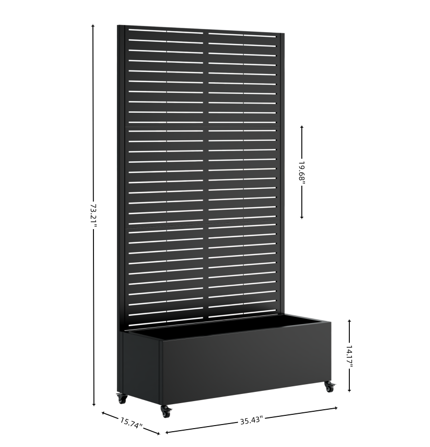 Metal Planter Box with Trellis, 73"x35"x16 Metal Raised Garden Bed with Trellis, Metal Planter Box with Drainage Holes & Lockable Wheels & Privacy Screen for Climbing Plants, Vegetables, Vines image 5