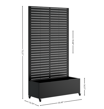 Metal Planter Box with Trellis, 73"x35"x16 Metal Raised Garden Bed with Trellis, Metal Planter Box with Drainage Holes & Lockable Wheels & Privacy Screen for Climbing Plants, Vegetables, Vines image 5