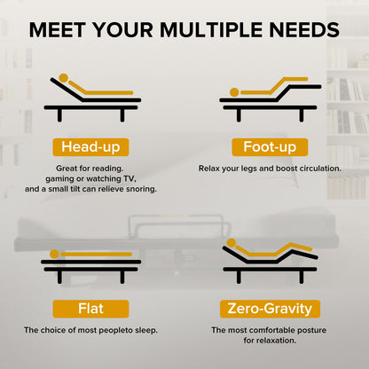 Adjustable Bed Base Frame Queen Bed Frame with Head and Foot Incline Wireless Remote 4 Ports USB, Under-Bed Nightlights, Zero Gravity Quiet Motor Black Queen image 5