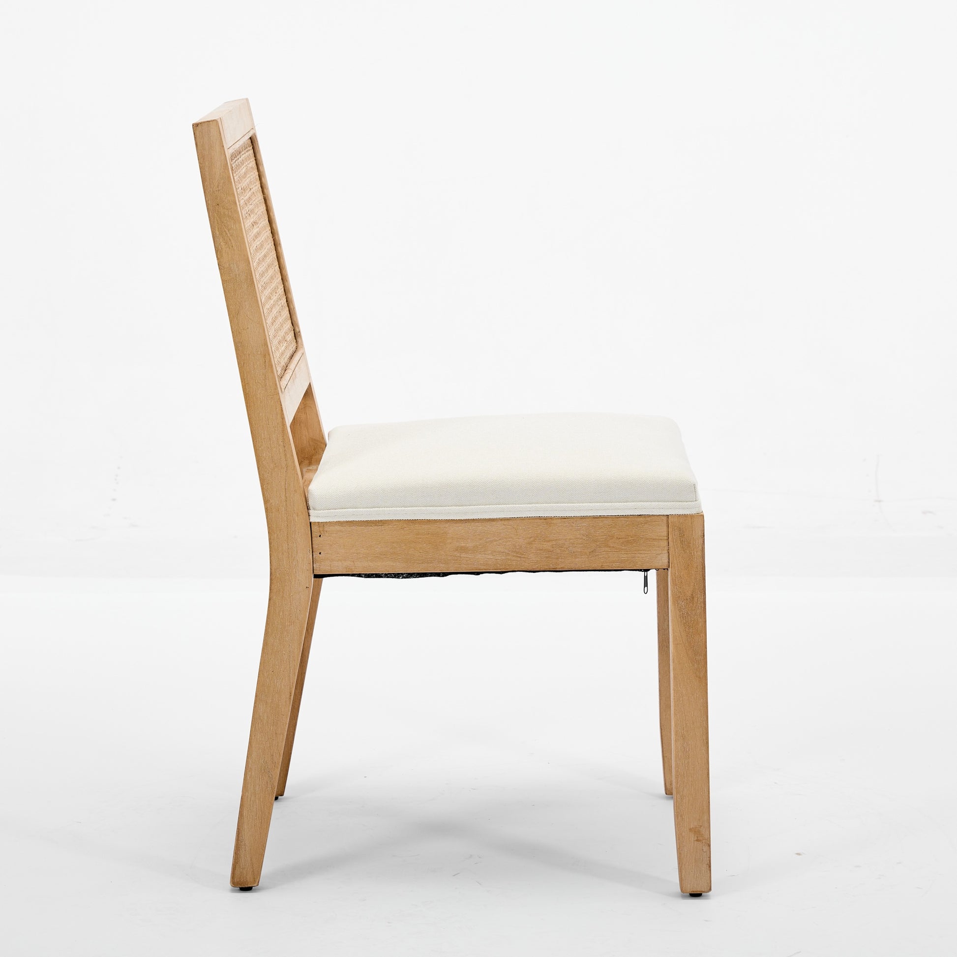 Farmhouse Rattan Dining Chairs Set of 2, Mid Century Modern Kitchen & Dining Room Chairs, Cane Upholstered Kitchen Side Chair with Natural Hardwood Frame, Beige image 5