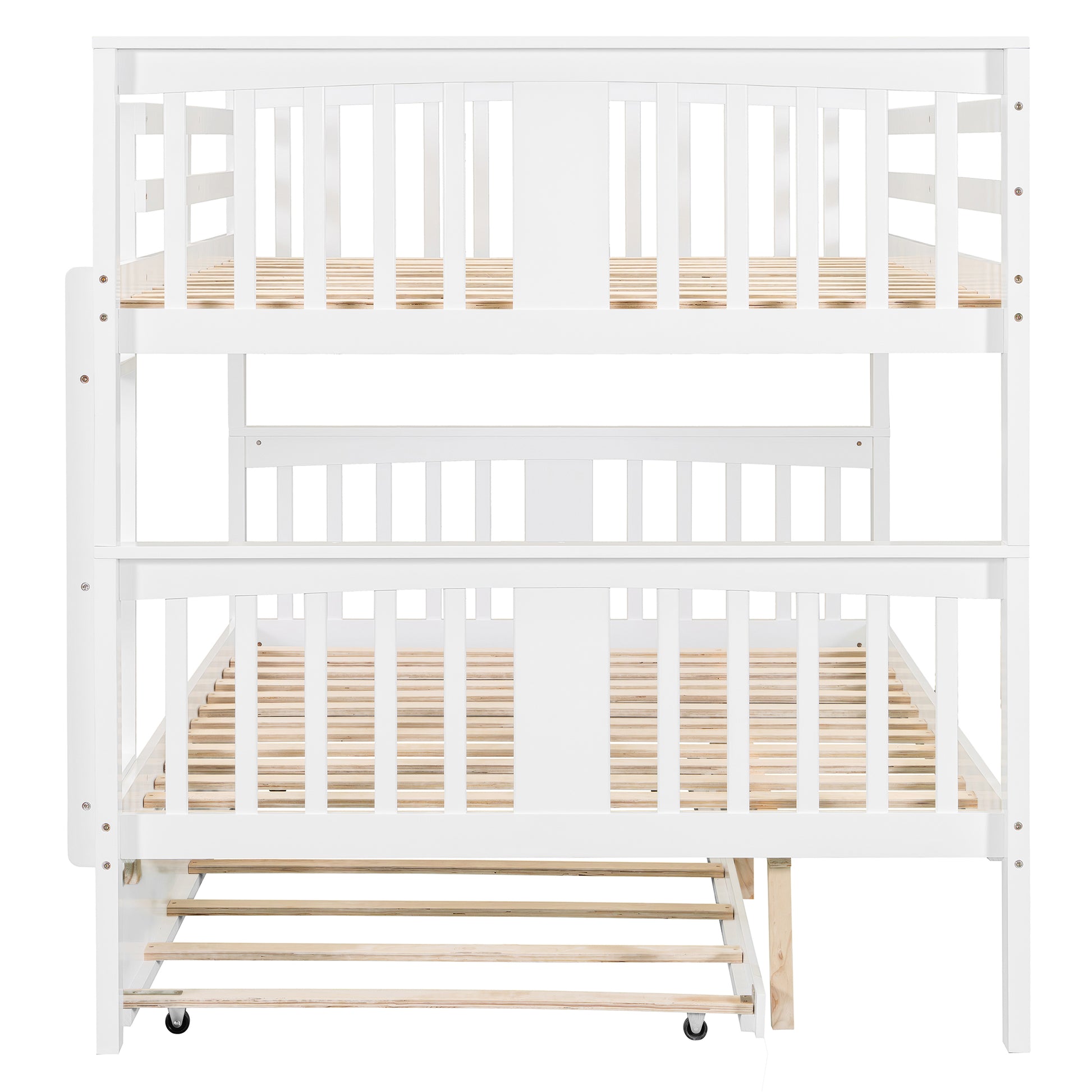 Full over Full Bunk Bed with Twin Size Trundle and Ladder-White(Old SKU: LT000204AAK) image 8