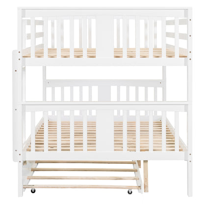 Full over Full Bunk Bed with Twin Size Trundle and Ladder-White(Old SKU: LT000204AAK) image 8