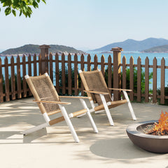 Atlas Adirondack Outdoor Lounge Chair Natural Beige All Weather Wicker