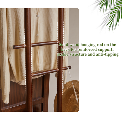 Rotating Full Length Mirror with Clothes Rack, Freestanding Solid Wood Storage Mirror for Bedroom Living Room image 10