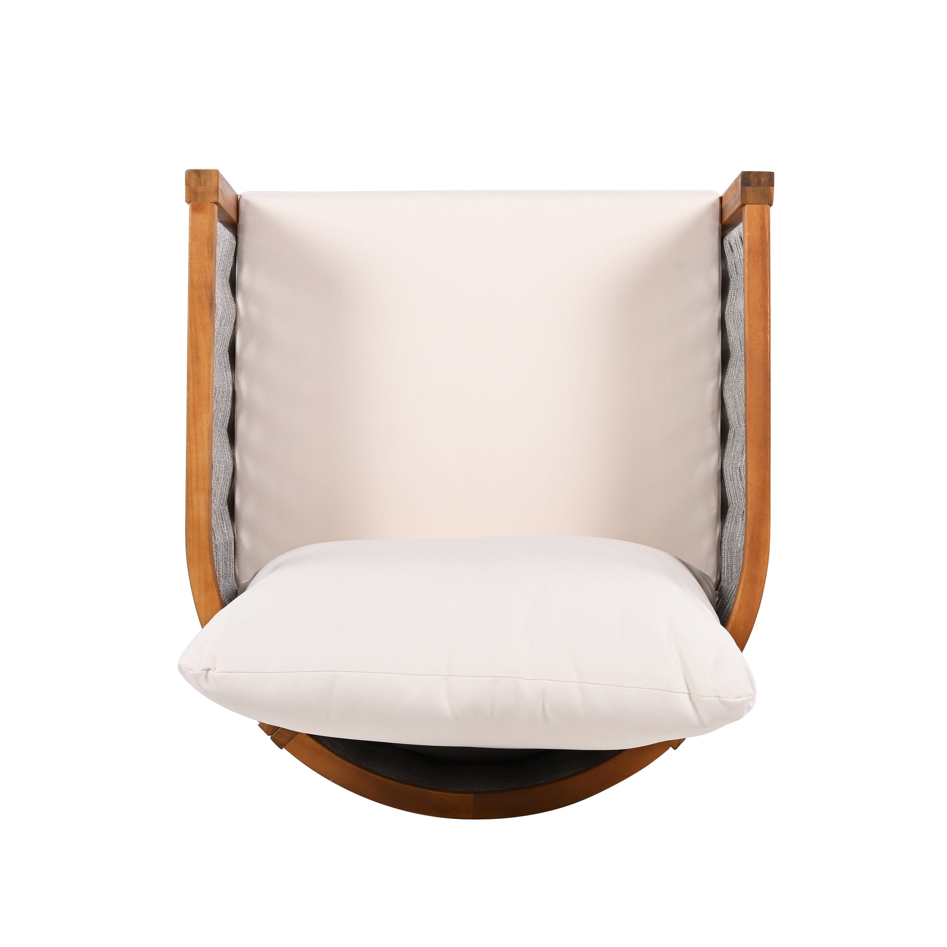 Outdoor Unique Tub Design Armchair with Woven Rope, Patio Furniture Acacia Wood Chair, Deep Seating with Soft Cushions for Porch, Garden, Backyard, Balcony, Teak Finish & Beige Cushion image 9