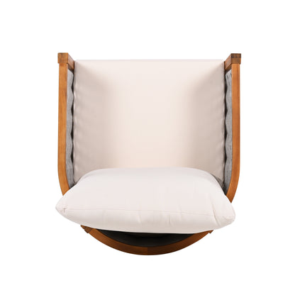 Outdoor Unique Tub Design Armchair with Woven Rope, Patio Furniture Acacia Wood Chair, Deep Seating with Soft Cushions for Porch, Garden, Backyard, Balcony, Teak Finish & Beige Cushion image 9