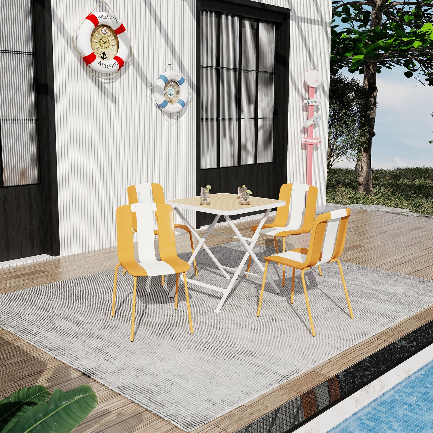 Summer 4-Pack Modern Striped Color Block Chairs - Close-up of Seat