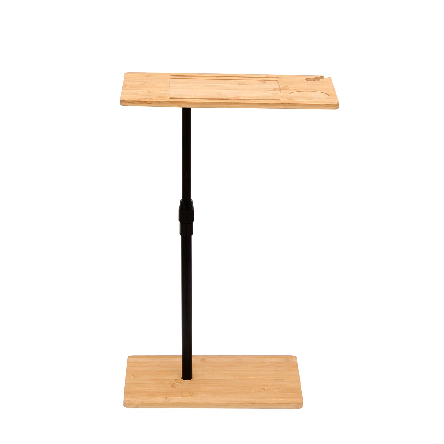 Bamboo Couch Tray Table Height Adjustable C-Shaped End Table with Slots 2 Tier Sofa Side Table for Living Room & Bedroom (Rectangle + Rectangle) image 11