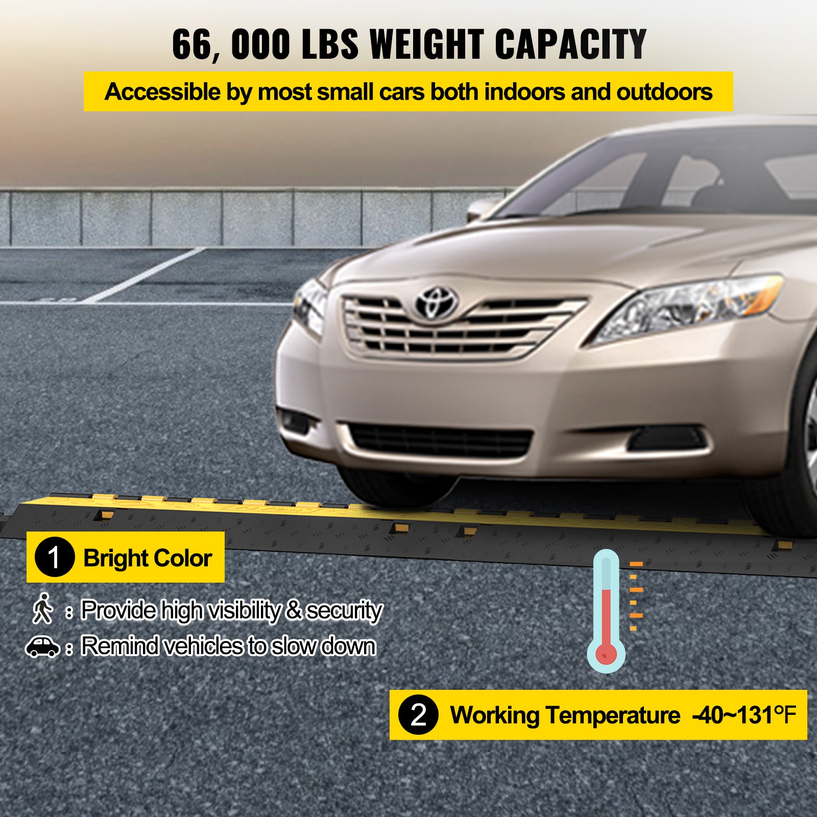 5-Set Rubber Cable Guard, Dual-Channel, Durable 66,000 lbs Capacity, Wire & Hose Protection Speed Bump for Driveways (2-Channel, 5 Sets-66,000 lbs) image 8