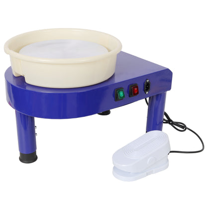 Pottery wheel with detachable basin and tool set - Blue ceramic forming machine