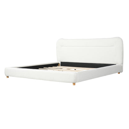 Minimalist curved headboard teddy bear plush bed, King, Cream image 8