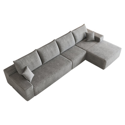 135" Cloud Sectional Couch with L-Shape Chaise,Modern Modular Sofa with Deep Seat, Upholstered Couches for Living Room Bedroom,No Assembly Required,Grey (Plush Corduroy Fabric) image 8